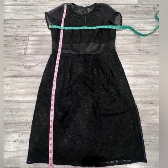 Laundry by Shelli Segal Black Lace Gothic Cocktail Dress Chiffon Sleeves Size 10 - Picture 9 of 10